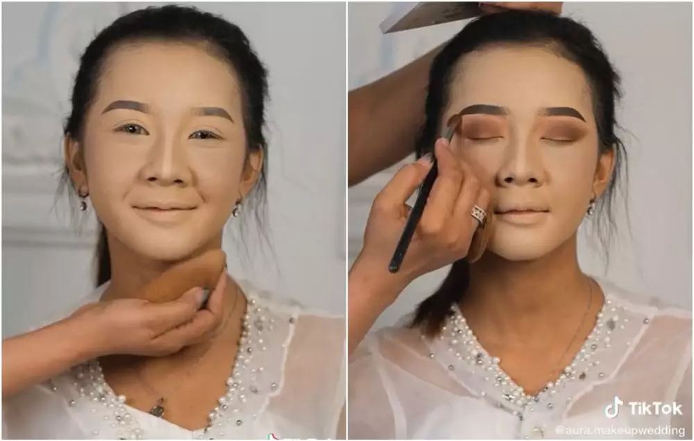 transformasi wajah wanita penuh bekas jerawat & tompel setelah dirias MUA © berbagai sumber