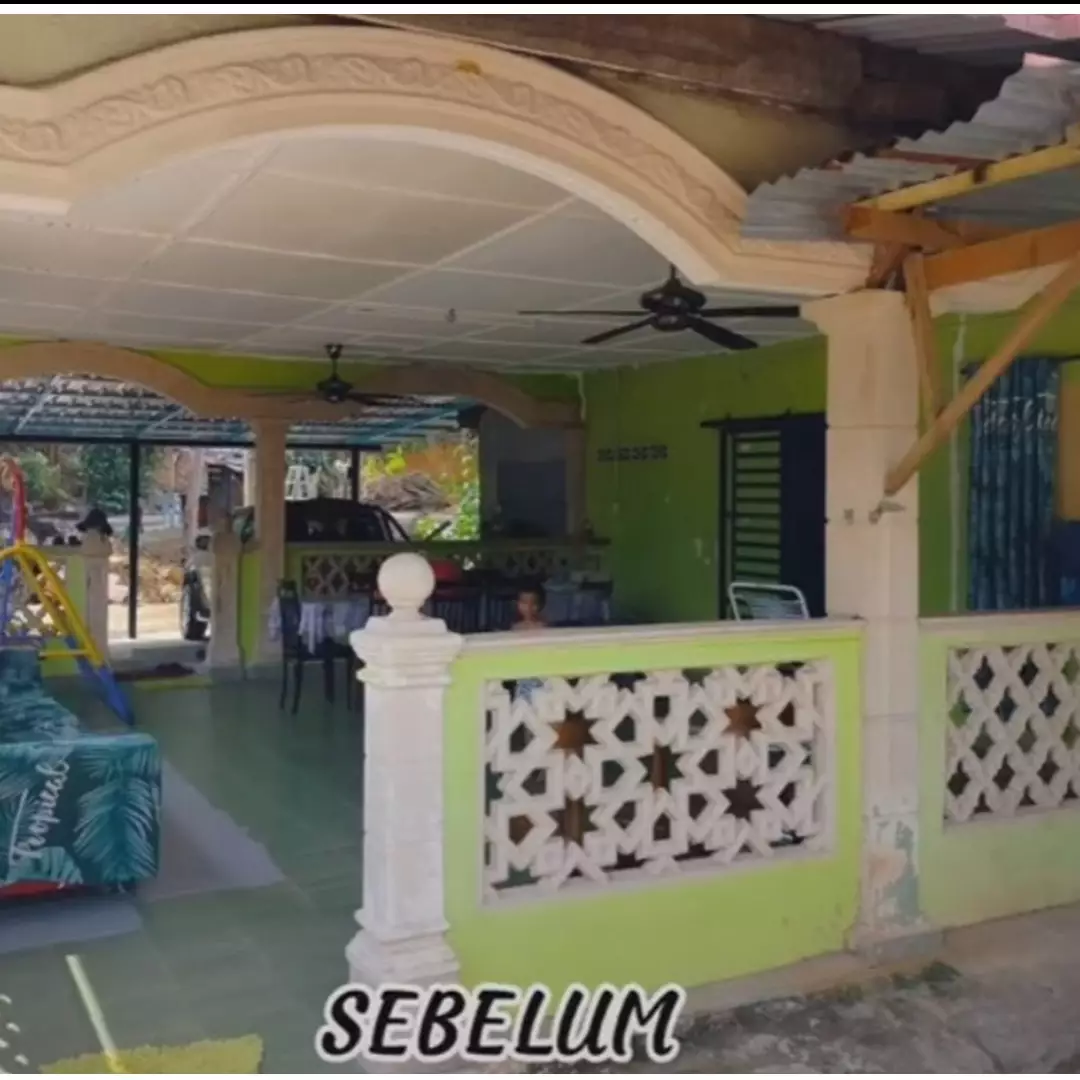 Makeover beranda rumah emak dan abah di kampung halaman, ini 8 transformasinya jadi estetik