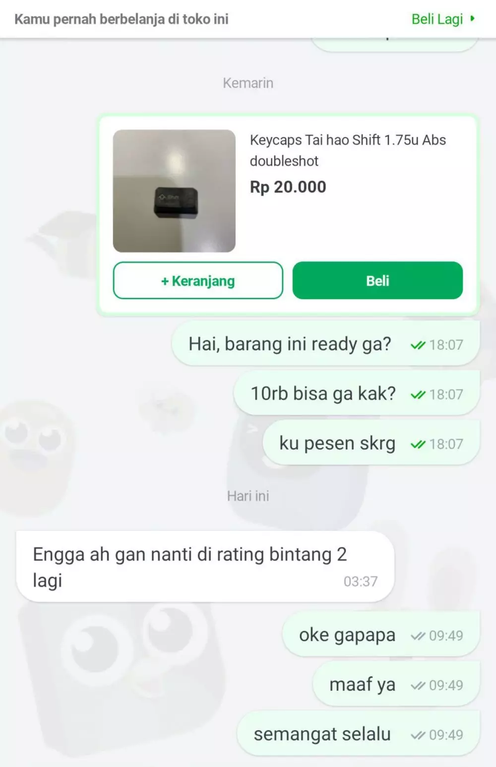 balasan pembeli pas tawar menawar © Berbagai sumber