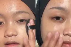 Wanita ini makeup sendiri jadi cewek Korea transformasinya bikin pangling, kayak beda orang