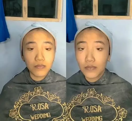 Wanita dengan mata monolid dirias MUA © TikTok