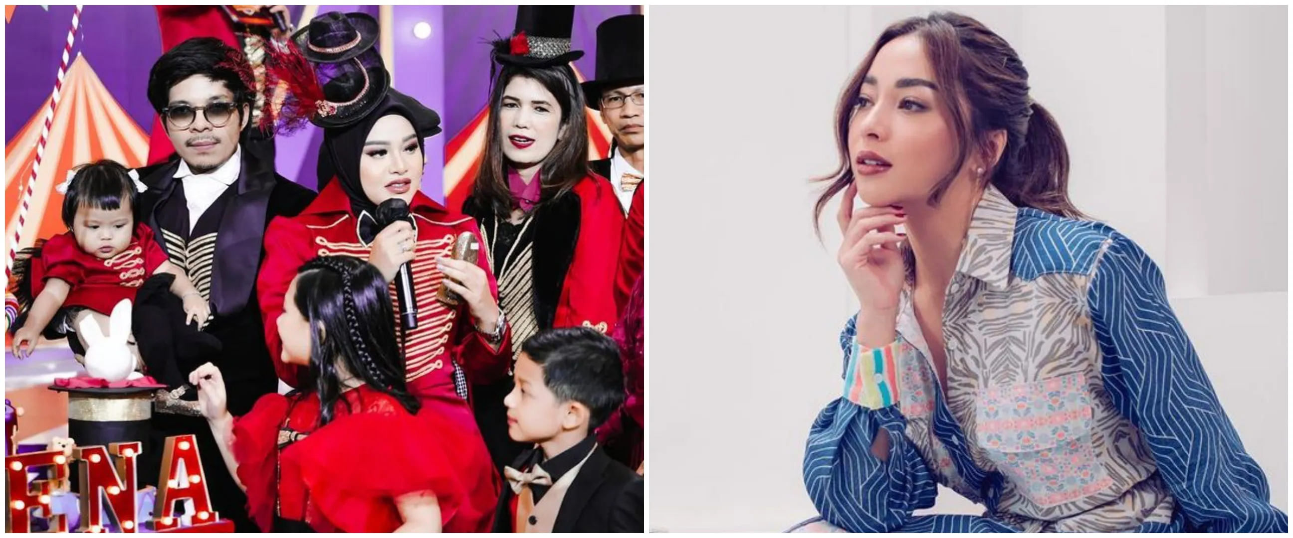 Pesona Nikita Willy hadiri pesta ulang tahun Ameena, pede pakai kaus tanpa lengan