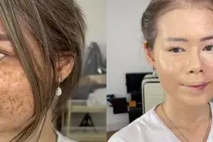 Wanita ini wajahnya penuh freckles dirias MUA ala makeup Korean look, transformasinya bak Barbie