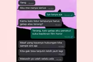 Alasannya nggak habis pikir, 13 chat lucu minta putus pacar ini bikin senyum getir