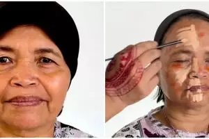 Potret before after nenek dirias jadi pengantin ini bikin pangling, begini transformasinya