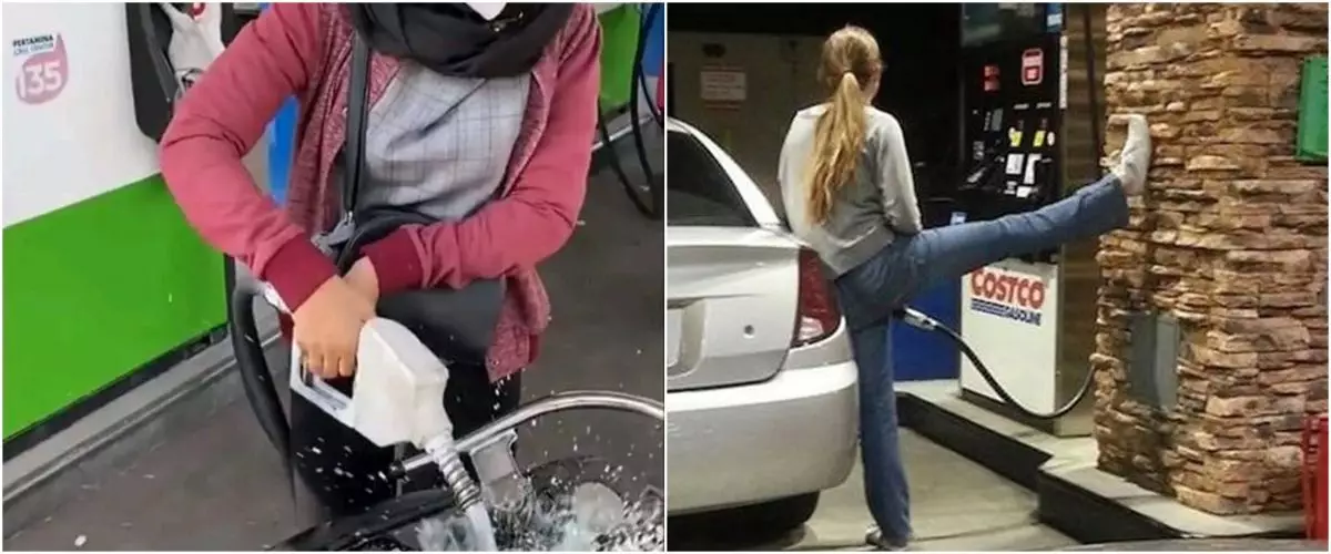 11 Momen lucu cewek saat isi bensin di SPBU, ada-ada aja tingkah nyelenehnya