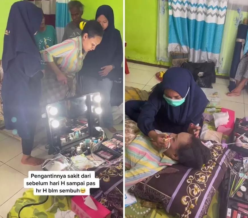 pengantin sulit jalan dirias mua sambil tiduran © TikTok pengantin sulit jalan dirias mua sambil tiduran © TikTok