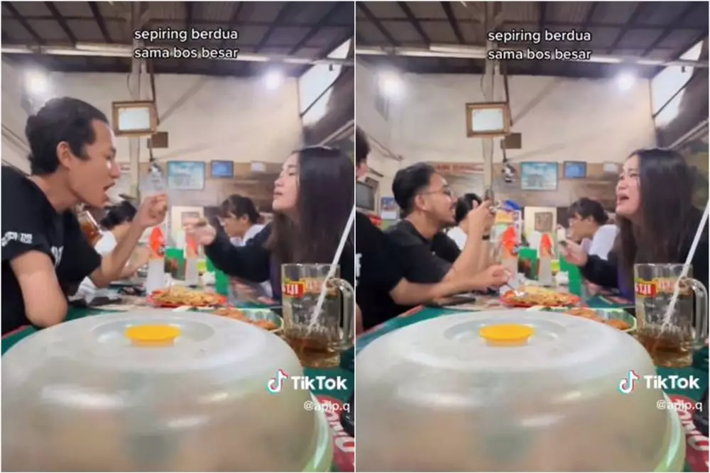 istri denny makan sepiring berdua © TikTok