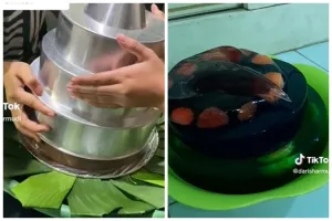 Niat estetik, puding bikinan warganet pakai cetakan nasi tumpeng ini bentuknya malah bikin gigit jari