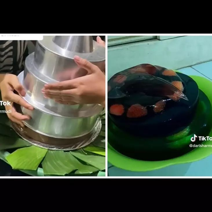 Niat estetik, puding bikinan warganet pakai cetakan nasi tumpeng ini bentuknya malah bikin gigit jari