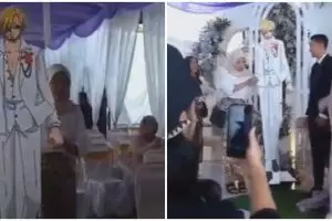 Wibu menikah memang beda, pengantin pria ini berasa ditikung cowok anime di pelaminan