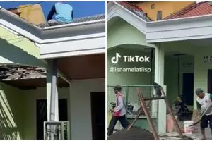 Transformasi teras rumah yang dulunya serba hijau kini jadi lebih rapi dan estetik, bak hunian mahal