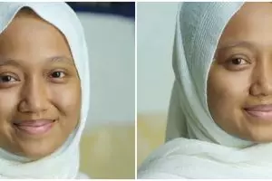 Potret pengantin kulit sawo matang dirias MUA dengan look Barbie, wajah mulus alis simetris