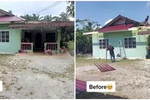 Makeover rumah kampung jadi hunian berfasad Instagramable, auto bikin pangling