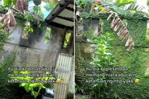 Momen wanita tangkap basah pengintip dari halaman belakang rumah, sosoknya bikin lihat dua kali