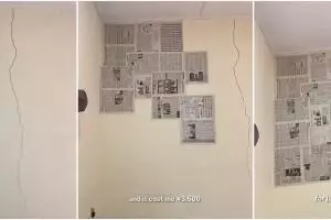 Transformasi dinding retak hanya pakai koran bekas, 10 foto perubahannya amazing