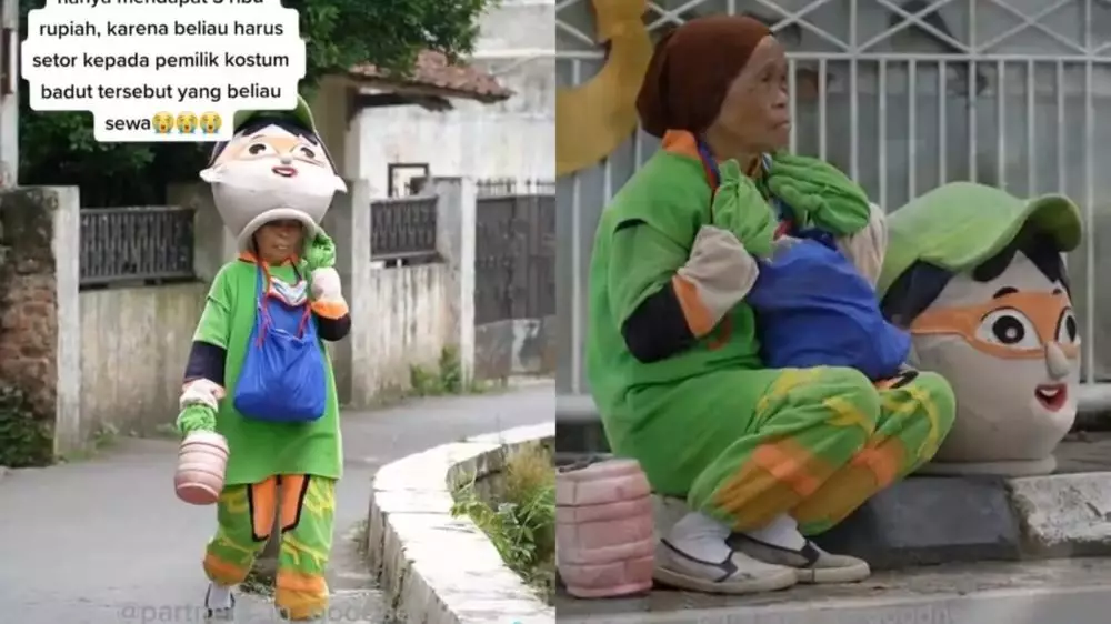 Perjuangan pilu nenek badut keliling ini bikin nangis © TikTok Perjuangan pilu nenek badut keliling ini bikin nangis © TikTok