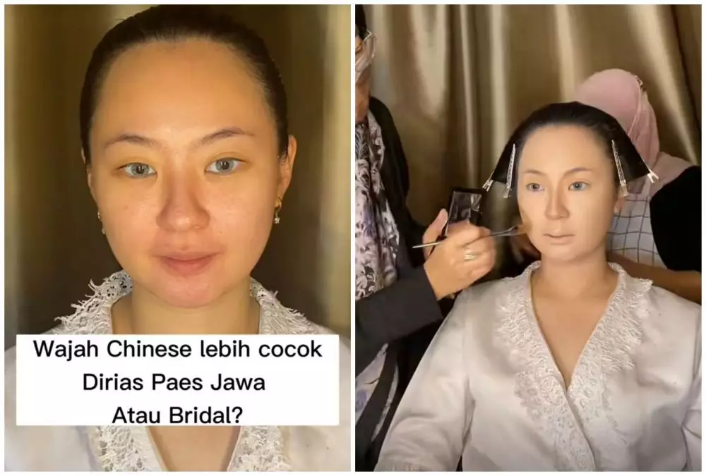 pengantin berwajah Tionghoa dirias jadi pengantin Jawa © Tiktok