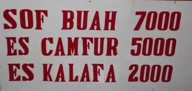 Tulisan nyeleneh di daftar harga makanan Berbagai sumber Tulisan nyeleneh di daftar harga makanan Berbagai sumber