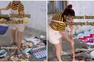 Transformasi kamar kumuh penuh sampah dimakeover hanya pakai wallpaper, hasil estetiknya bikin takjub