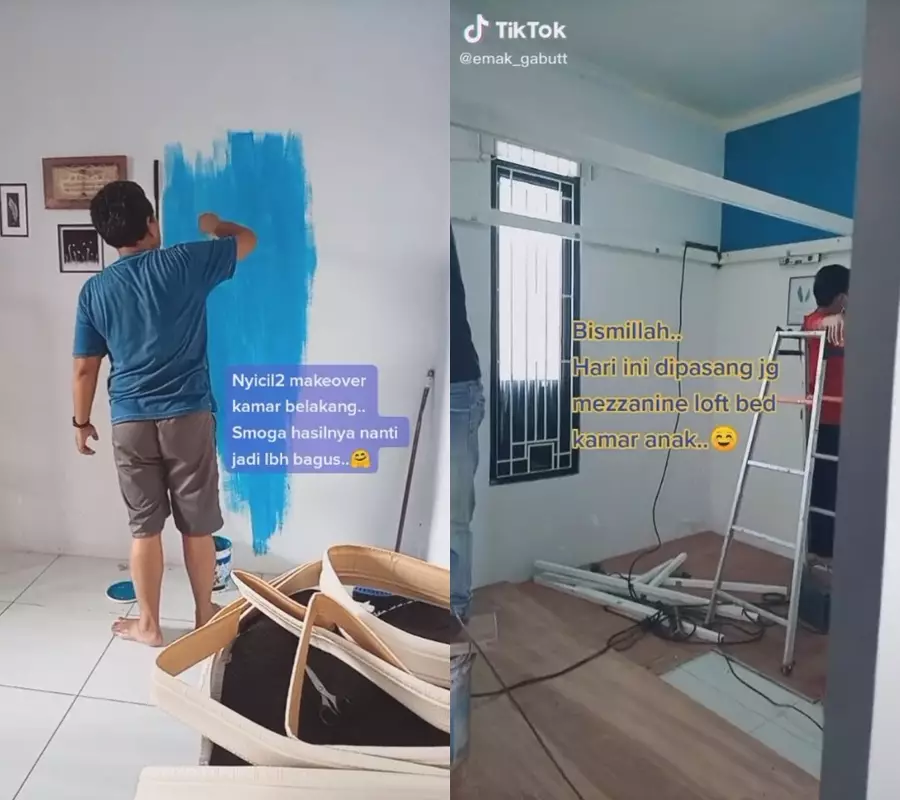 renovasi kamar low budget jadi mezanin © TikTok/@emak_gabutt renovasi kamar low budget jadi mezanin © TikTok/@emak_gabutt