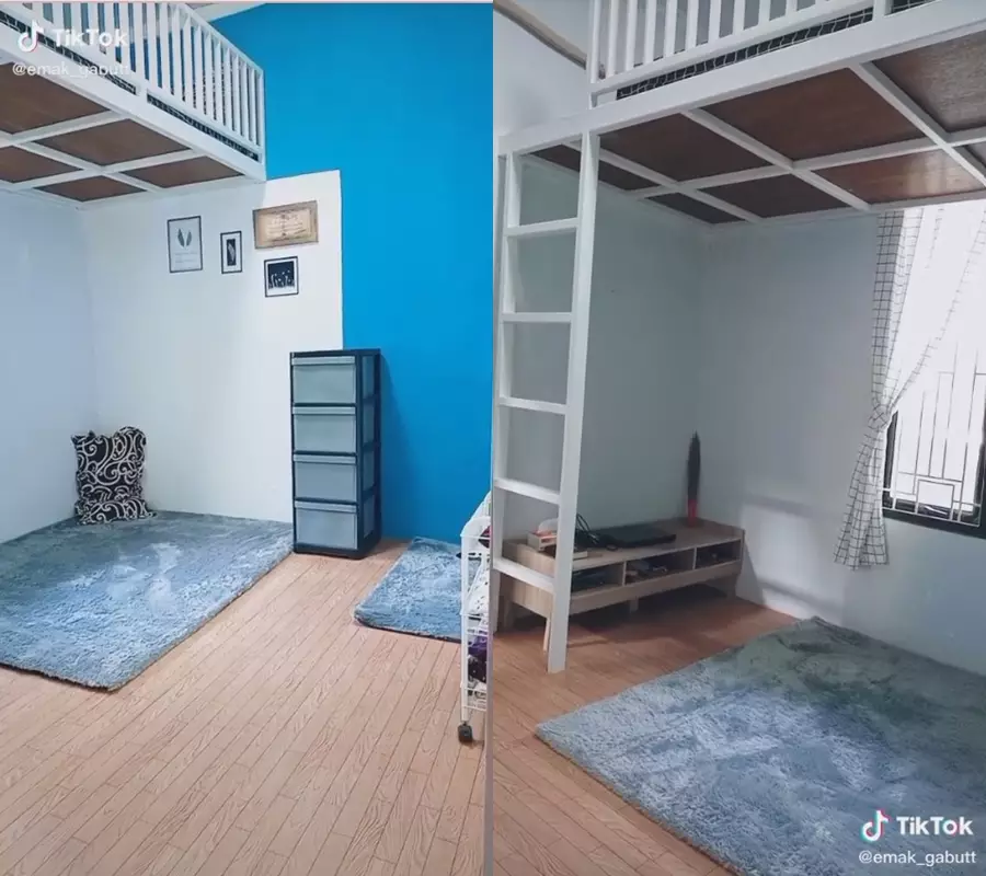 renovasi kamar low budget jadi mezanin © TikTok/@emak_gabutt renovasi kamar low budget jadi mezanin © TikTok/@emak_gabutt