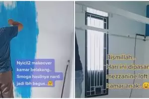Renovasi kamar low budget jadi mezanin ini hasilnya estetik, bikin ruangan terasa lapang