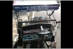 11 Tulisan lucu di belakang becak ini bacanya ngenes banget, bikin ngelus dada