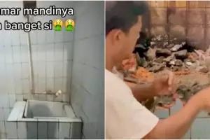 Makeover kamar mandi kumuh jadi super estetik, hasilnya bikin lupa bentuk ruangan semula