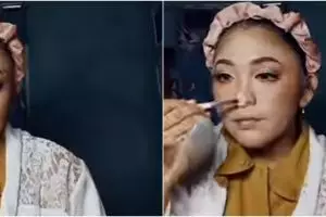 Wanita ini nekat makeup sendiri saat menikah, 5 potret hasil riasannya tiada tanding