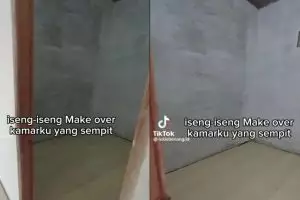 Kamar kost sempit dimakeover jadi kamar nuansa monokrom, hanya dengan sentuhan perabot sederhana