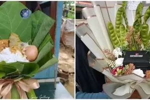 Bukan bunga mawar, 11 momen kocak terima buket sebagai hadiah ini bentuknya antimainstream