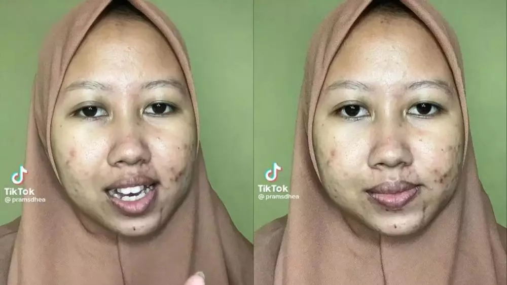 Perubahan wanita usai makeup sendiri ini bikin takjub © TikTok Perubahan wanita usai makeup sendiri ini bikin takjub © TikTok
