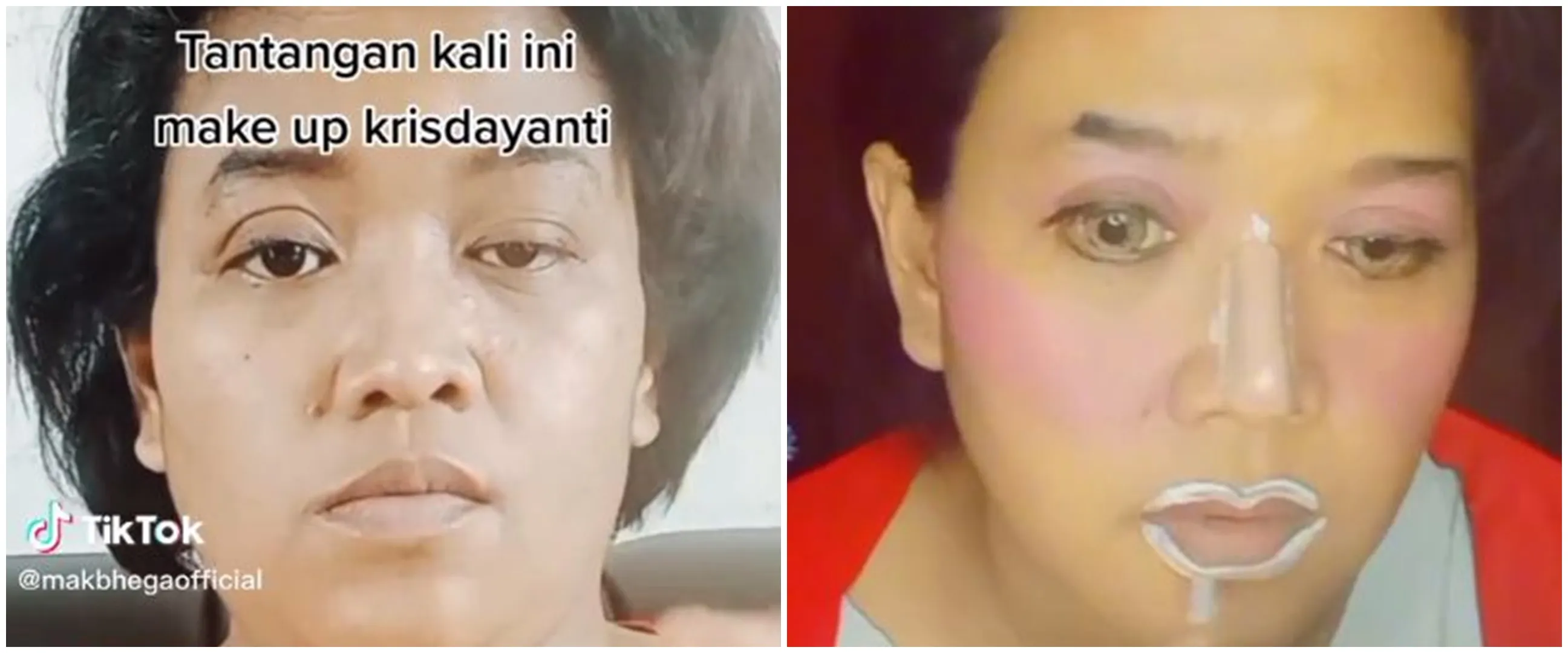 Hasil recreate makeup emak-emak ala Krisdayanti ini bikin melongo, skill riasnya nggak kaleng-kaleng