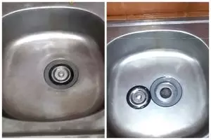 Hanya modal Rp2.500, ini cara kembalikan wastafel stainless steel kotor dan kusam jadi kinclong lagi