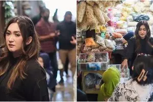 9 Momen Nafa Urbach blusukan ke pasar, potretnya saat lap keringat pakai serbet bikin gagal fokus