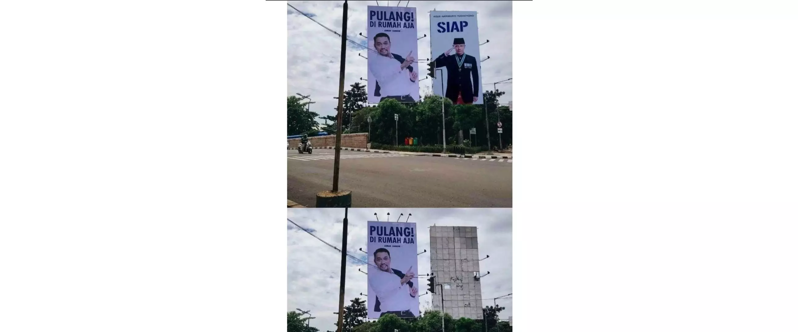 11 Potret kebetulan tulisan di spanduk nyambung sama benda sekitarnya, kok bisa pas ya?