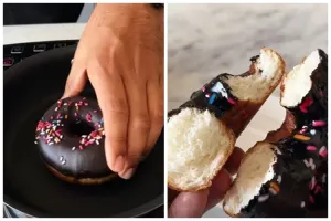 Cuma pakai teflon, begini cara menghangatkan donat agar empuk lagi tanpa gosong