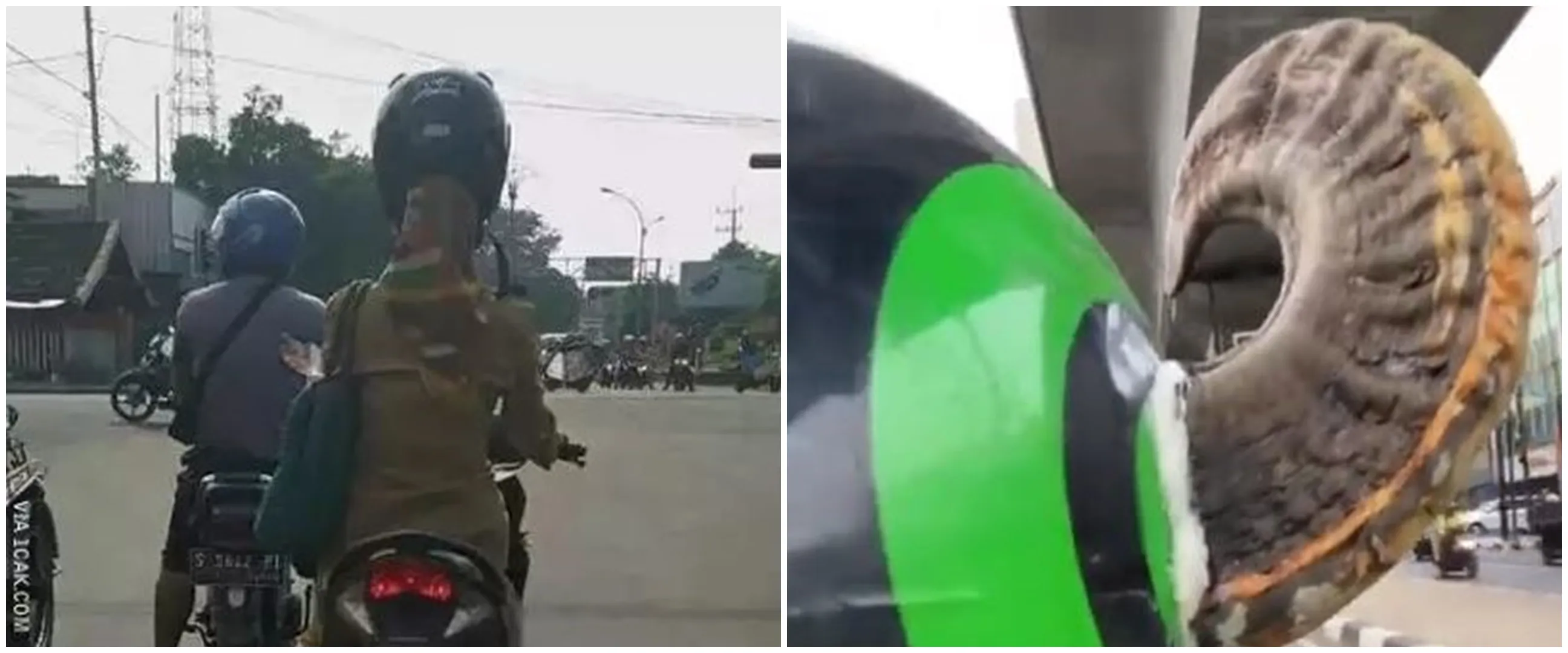 11 Potret kocak helm pengendara motor ini penampakannya aneh banget, ada yang pakai tanduk hewan