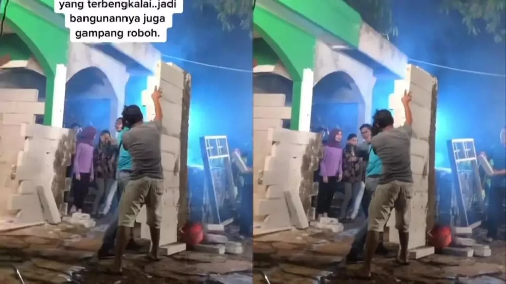 pembuatan bangunan runtuh di sinetron horor ini bikin takjub © TikTok pembuatan bangunan runtuh di sinetron horor ini bikin takjub © TikTok