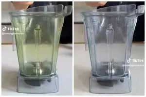 Bukan pakai pasta gigi, begini cara sederhana hilangkan noda kunyit di gelas blender biar kinclong