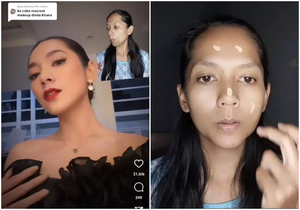 Wanita ini tiru makeup ala Dinda Kirana © 2023 brilio.net Wanita ini tiru makeup ala Dinda Kirana © 2023 brilio.net