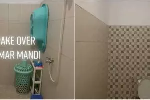 Awalnya sederhana, kamar mandi ukuran 3x1,2 meter ini dimakeover jadi seperti toilet rumah mewah