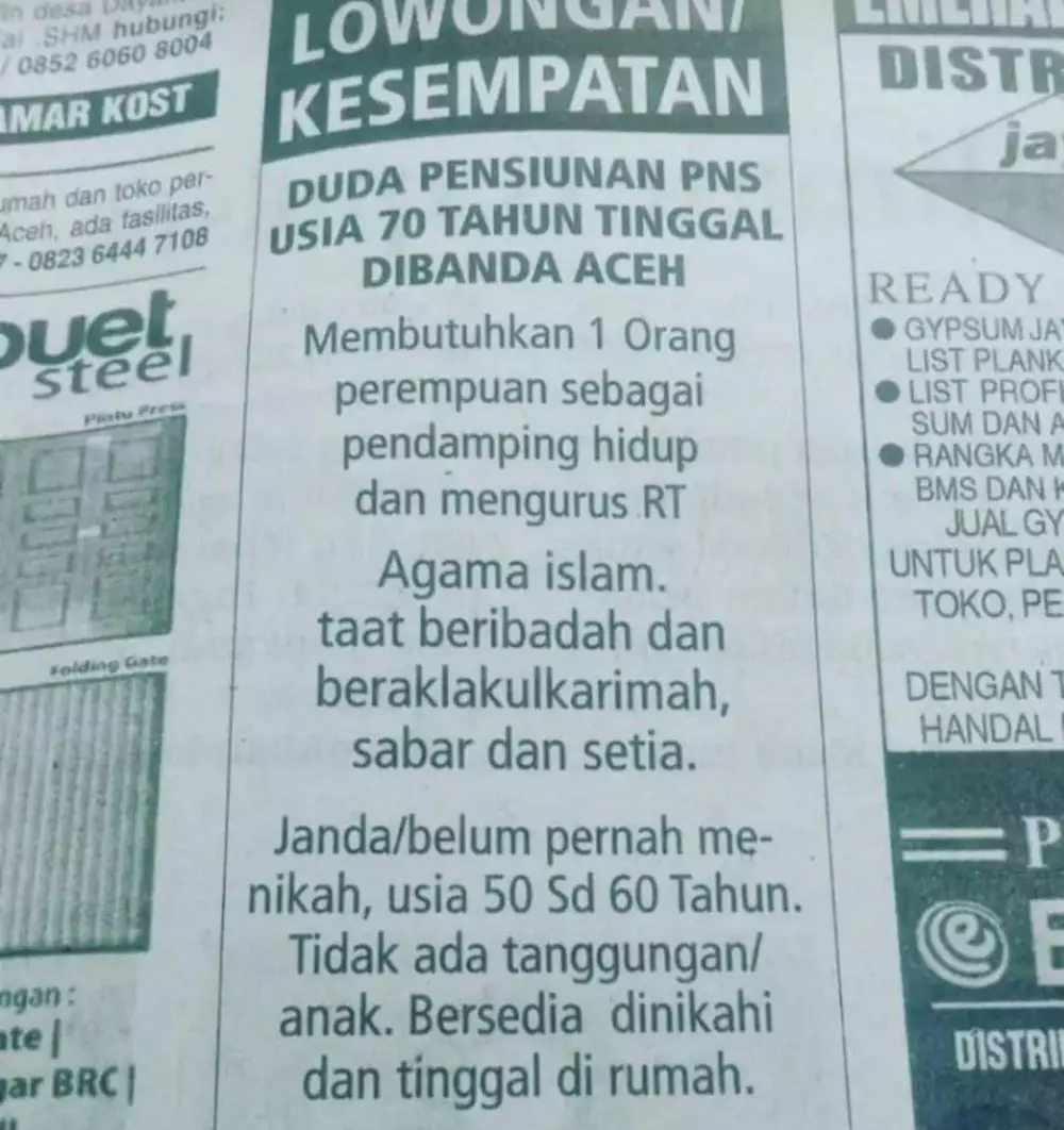 iklan di koran ini bikin nggak bisa berkata-kata © Instagram