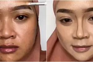 Wanita ini tiru gaya makeup Nissa Sabyan, hasil akhirnya disebut layaknya pinang dibelah dua