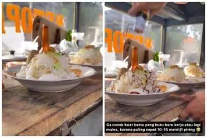 Cara pedagang bikin ketoprak ini bak pakai mode slow motion, yang sabarnya setipis tisu minggir dulu