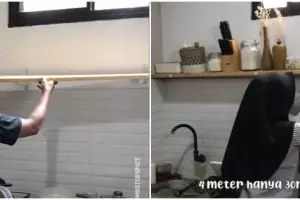 Cuma pakai 2 bahan dekor, cara bikin kitchen set low budget ini dijamin bikin dapur jadi kian estetik