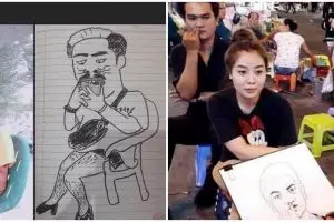 11 Potret kocak sketsa orang beda dari aslinya, skill gambarnya bikin geleng kepala