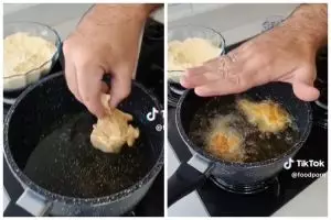 Jangan langsung dimasukkan ke minyak, ini trik masak ayam krispi supaya minyaknya tak meletup-letup