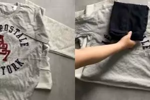 Nggak makan tempat dan tak kusut, cara mudah lipat baju untuk travelling dalam 30 detik